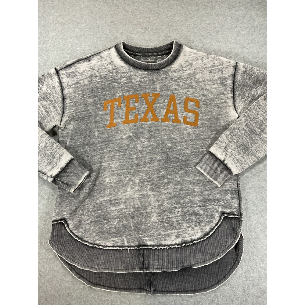 Pressbox Texas Longhorns Gray Acid Wash Sweatshirt Womens Small High Low 2639